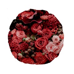 Pink Roses Flowers Love Nature Standard 15  Premium Flano Round Cushions by Grandong