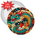 Chinese New Year – Year of the Dragon 3  Buttons (100 pack) 