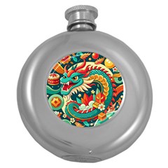 Chinese New Year ¨c Year Of The Dragon Round Hip Flask (5 Oz) by Valentinaart