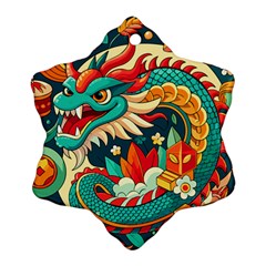 Chinese New Year ¨c Year Of The Dragon Snowflake Ornament (two Sides) by Valentinaart