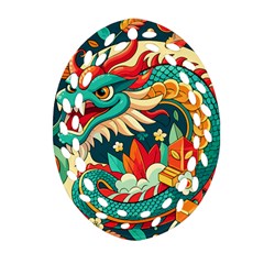 Chinese New Year ¨c Year Of The Dragon Oval Filigree Ornament (two Sides)