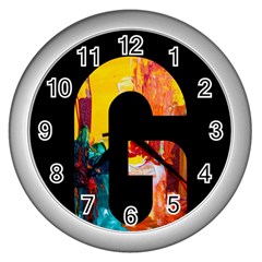 Abstract, Dark Background, Black, Typography,g Wall Clock (silver)