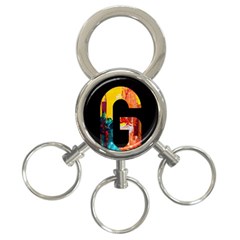 Abstract, Dark Background, Black, Typography,g 3-ring Key Chain