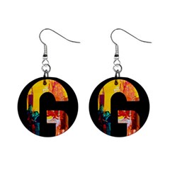 Abstract, Dark Background, Black, Typography,g Mini Button Earrings by nateshop