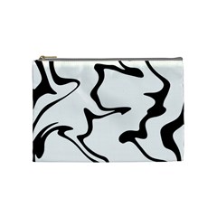 Black And White Swirl Background Cosmetic Bag (medium) by Cemarart