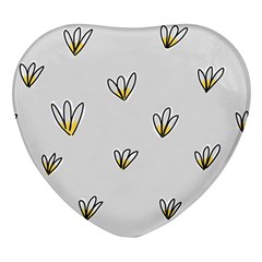 Pattern Leaves Daisies Print Heart Glass Fridge Magnet (4 Pack) by Cemarart