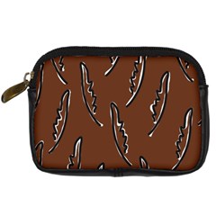 Feather Leaf Pattern Print Digital Camera Leather Case by Cemarart