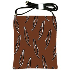 Feather Leaf Pattern Print Shoulder Sling Bag by Cemarart