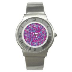 Colorful Cosutme Collage Motif Pattern Stainless Steel Watch by dflcprintsclothing