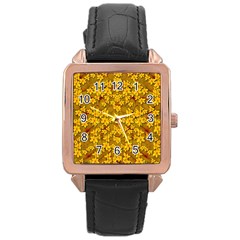 Blooming Flowers Of Lotus Paradise Rose Gold Leather Watch 