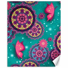 Floral Pattern Abstract Colorful Flow Oriental Spring Summer Canvas 11  X 14  by Cemarart