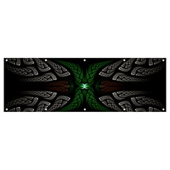 Fractal Green Black 3d Art Floral Pattern Banner And Sign 12  X 4 