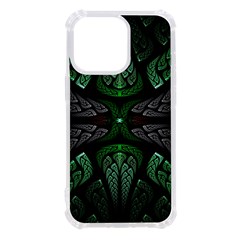 Fractal Green Black 3d Art Floral Pattern Iphone 13 Pro Tpu Uv Print Case