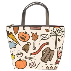 Halloween Doodle Autumn Pumpkin Bucket Bag by Bedest