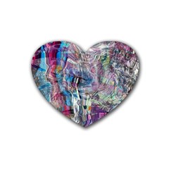 Layered Waves Rubber Heart Coaster (4 Pack) by kaleidomarblingart