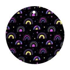 Wallpaper Pattern Rainbow Round Ornament (two Sides) by Maspions