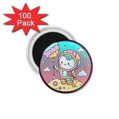 Boy Astronaut Cotton Candy Childhood Fantasy Tale Literature Planet Universe Kawaii Nature Cute Clou 1 75  Magnets (100 Pack)  by Maspions