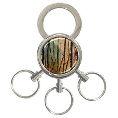 Woodland Woods Forest Trees Nature Outdoors Mist Moon Background Artwork Book 3-ring Key Chain by Grandong
