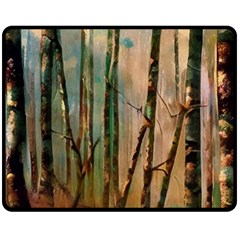 Woodland Woods Forest Trees Nature Outdoors Mist Moon Background Artwork Book Fleece Blanket (medium) by Grandong
