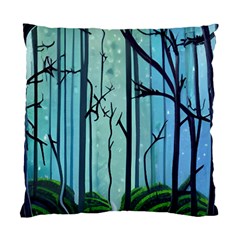 Nature Outdoors Night Trees Scene Forest Woods Light Moonlight Wilderness Stars Standard Cushion Case (one Side) by Grandong