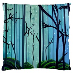 Nature Outdoors Night Trees Scene Forest Woods Light Moonlight Wilderness Stars Large Cushion Case (two Sides) by Grandong