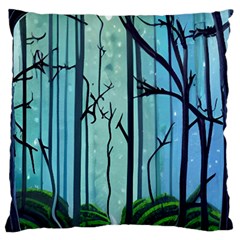 Nature Outdoors Night Trees Scene Forest Woods Light Moonlight Wilderness Stars Large Premium Plush Fleece Cushion Case (one Side) by Grandong