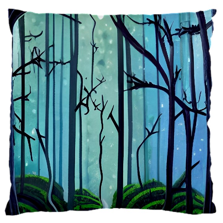 Nature Outdoors Night Trees Scene Forest Woods Light Moonlight Wilderness Stars 16  Baby Flannel Cushion Case (Two Sides)