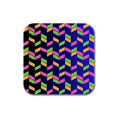 Background Pattern Geometric Pink Yellow Green Rubber Square Coaster (4 Pack) by Maspions