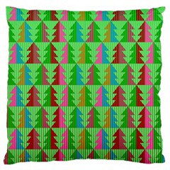 Trees Pattern Retro Pink Red Yellow Holidays Advent Christmas Large Cushion Case (two Sides) by Maspions