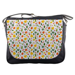 Background Pattern Flowers Leaves Autumn Fall Colorful Leaves Foliage Messenger Bag