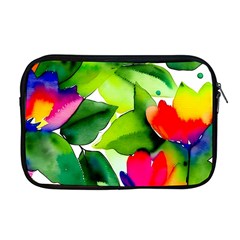 Watercolor Flowers Leaves Foliage Nature Floral Spring Apple Macbook Pro 17  Zipper Case