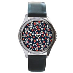 Flowers Pattern Floral Antique Floral Nature Flower Graphic Round Metal Watch