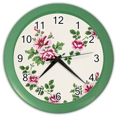 Vintage Flower Art Artwork Blooming Blossom Botanical Botany Nature Floral Pattern Color Wall Clock