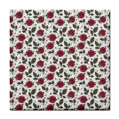 Roses Flowers Leaves Pattern Scrapbook Paper Floral Background Tile Coaster