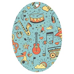 Seamless Pattern Musical Instruments Notes Headphones Player Uv Print Acrylic Ornament Oval by Apen