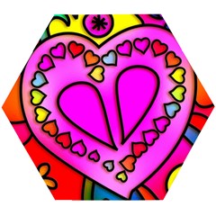 Stained Glass Love Heart Wooden Puzzle Hexagon by Apen