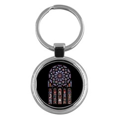Chartres Cathedral Notre Dame De Paris Stained Glass Key Chain (round) by Maspions