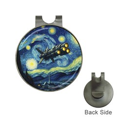 Spaceship Starry Night Van Gogh Painting Hat Clips With Golf Markers