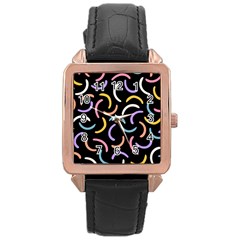 Abstract Pattern Wallpaper Rose Gold Leather Watch 