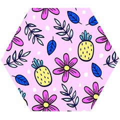 Flowers Petals Pineapples Fruit Wooden Puzzle Hexagon by Maspions