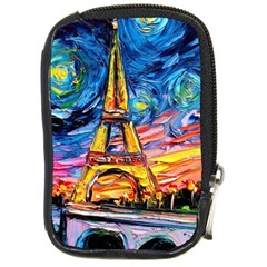 Eiffel Tower Starry Night Print Van Gogh Compact Camera Leather Case by Maspions