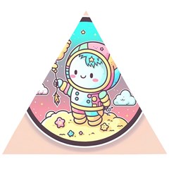 Boy Astronaut Cotton Candy Childhood Fantasy Tale Literature Planet Universe Kawaii Nature Cute Clou Wooden Puzzle Triangle by Maspions