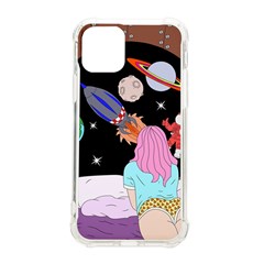 Girl Bed Space Planets Spaceship Rocket Astronaut Galaxy Universe Cosmos Woman Dream Imagination Bed Iphone 11 Pro 5 8 Inch Tpu Uv Print Case