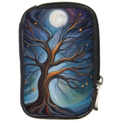 Tree Branches Mystical Moon Expressionist Oil Painting Acrylic Painting Abstract Nature Moonlight Ni Compact Camera Leather Case