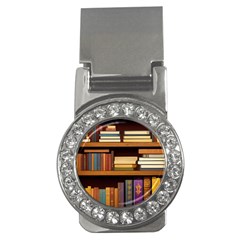 Book Nook Books Bookshelves Comfortable Cozy Literature Library Study Reading Room Fiction Entertain Money Clips (cz)  by Maspions
