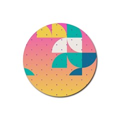 Abstract Geometric Bauhaus Polka Dots Retro Memphis Art Rubber Coaster (round)