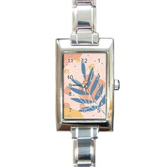 Summer Pattern Tropical Design Nature Green Plant Rectangle Italian Charm Watch