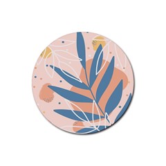 Summer Pattern Tropical Design Nature Green Plant Rubber Round Coaster (4 Pack)