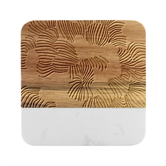 Lines Line Art Pastel Abstract Multicoloured Surfaces Art Marble Wood Coaster (square)