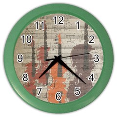 Music Notes Score Song Melody Classic Classical Vintage Violin Viola Cello Bass Color Wall Clock
